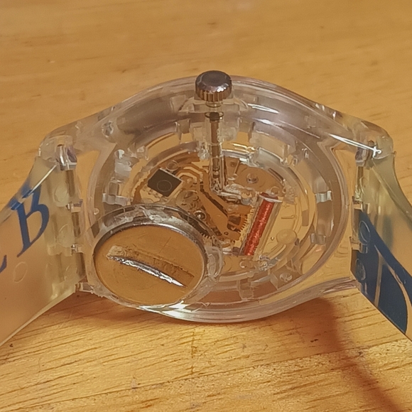 X Swatch Daimler Chrysler Skeleton Clear Acrylic Case & PU Band 3 Hand - Picture 3 of 8